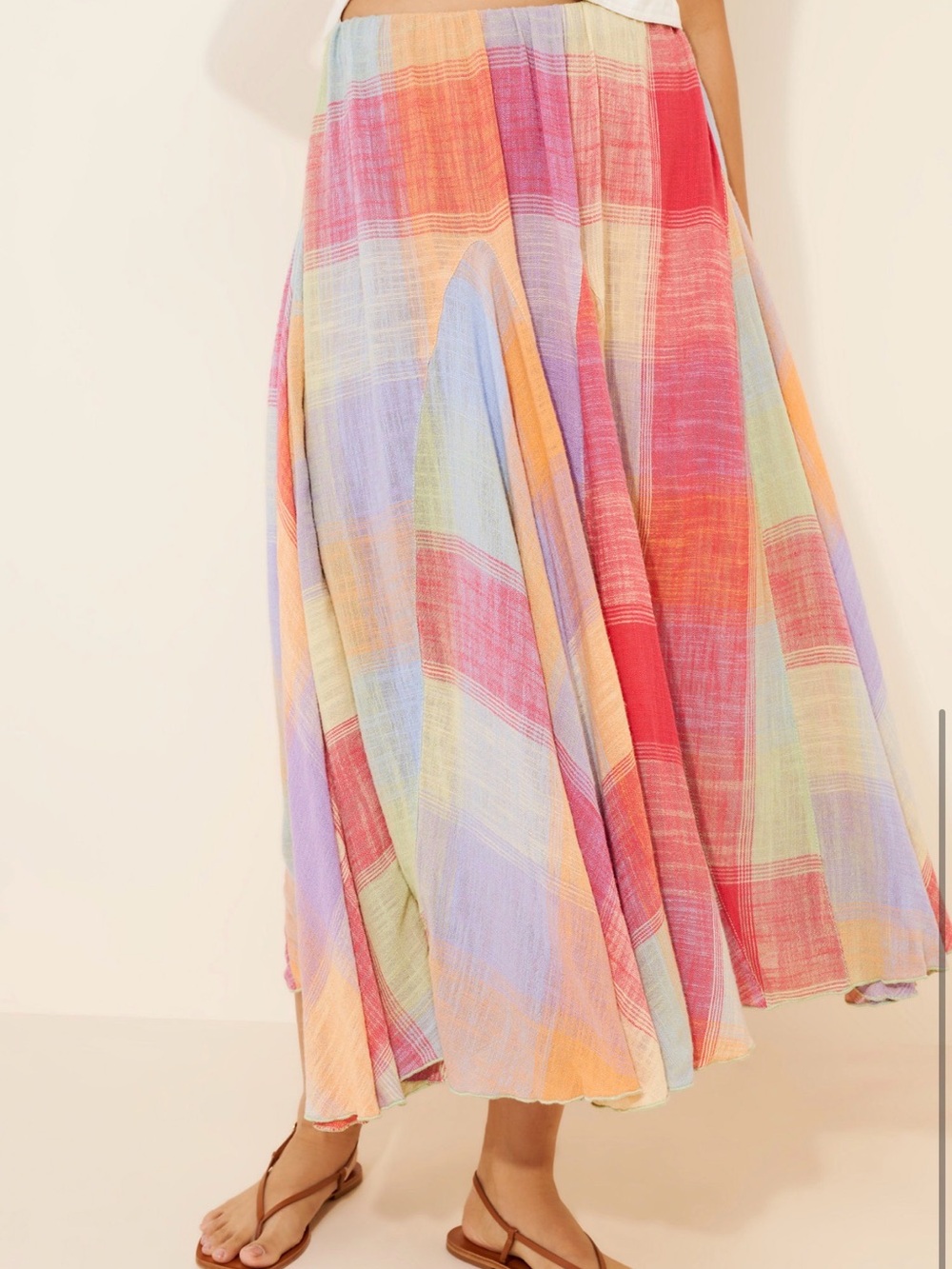 Free People Madras That Linen Midi Skirt - Picture 6 of 6